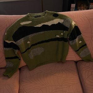 Green golfer sweater, SHEIN Large, soft not itchy!